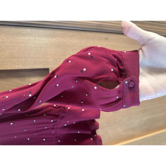 Rails Beaux Button-front Peplum Top In Rouge Offset Dot Women’s size Small - Picture 4 of 12